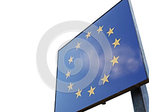 Border Sign of EuropeÃÂ European Union Flag and EU Border photo